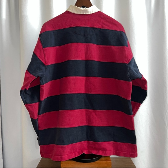Polo Ralph Lauren Red & Black Striped Rugby Shirt Men’s Size Large - Picture 2 of 8